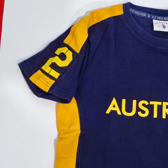 U.S. Polo Assn. Australia polo shirt blue yellow boys size 12 - Picture 9 of 11